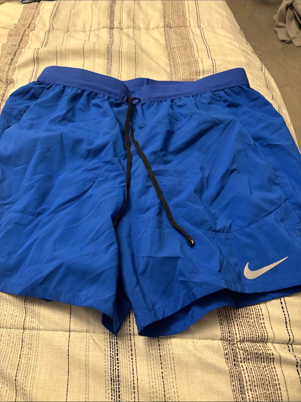 Nike Men’s Royal Blue Athletic Running Shorts with Silver Swoosh